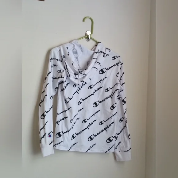 Champion Shirt Unisex Large White and Blue Athleticwear Academia Casual Hoodie - Picture 3 of 3